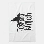 Corona Witch Halloween , Funny Halloween , Geschirrtuch (Vertikal)