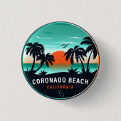 Coronado Beach California Retro Sunset Souvenirs Button (Vorderseite)