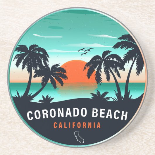 Coronado Beach California Retro Sunset Souvenirs Getränkeuntersetzer (Vorne)