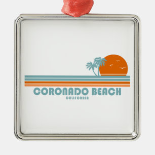 Coronado Beach California Sonne Palmen Ornament Aus Metall