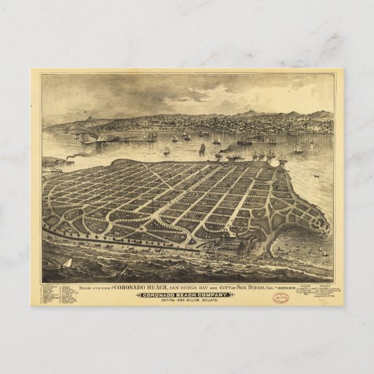 Coronado Beach San Diego California (1880) Postkarte (Vorderseite)
