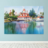 Coronado Boathouse Reflection Leinwanddruck (Insitu (Holzboden))