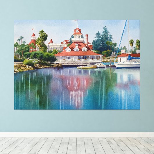 Coronado Boathouse Reflection Leinwanddruck (Insitu (Holzboden))