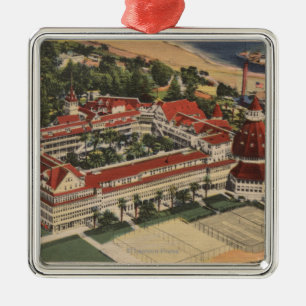 Coronado, CA - das Auge des Vogels von Hotel del Silbernes Ornament