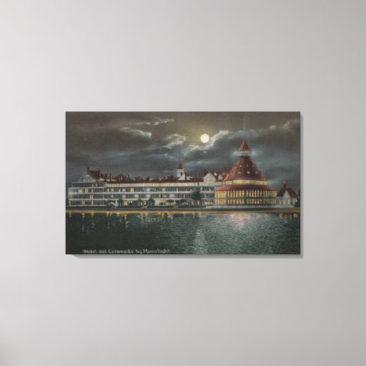 Coronado, CA - Moonlit View Hotel del Coronad Leinwanddruck (Vorderseite)