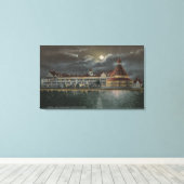 Coronado, CA - Moonlit View Hotel del Coronad Leinwanddruck (Insitu (Holzboden))