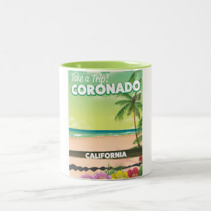 Coronado California Beach Travel Poster Zweifarbige Tasse