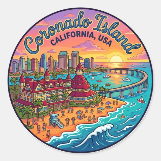 Coronado-Insel USA Runder Aufkleber (Vorderseite)