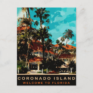 Coronado Island, Florida, Vintage Travel Postkarte