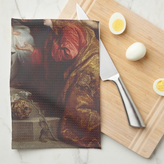 Coronation Saint Rosalia von Anthony van Dyck Geschirrtuch (Viertel Falte)