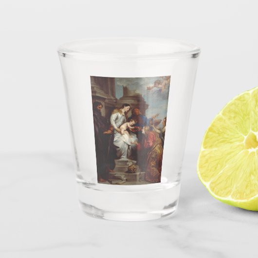 Coronation Saint Rosalia von Anthony van Dyck Schnapsglas (Vorderseite)