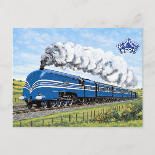 Coronation Scot Blue Streamlined Dampflokomotive Postkarte
