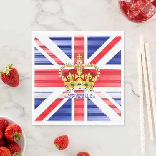 Coronation Souvenir des Königs Charles III Crossbo Serviette (Beispiel)