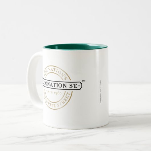 Coronation Street - Logo Zweifarbige Tasse (Vorderseite Links)