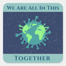 Coronavirus Covid 19 zusammen Quadratischer Aufkleber