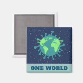 Coronavirus eine Welt, alle zusammen Magnet (Vorderseite/Rückseite)