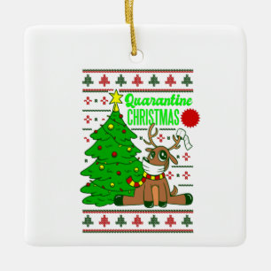 coronavirus face mask reindeer christmas lockdown keramikornament