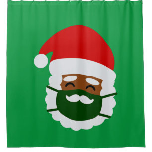 coronavirus-Gesichtsmaske schwarz Santa Weihnachte Duschvorhang