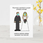 Coronavirus Hochzeit Cartoon Bridal Couple Karte (Gelbe Blume)