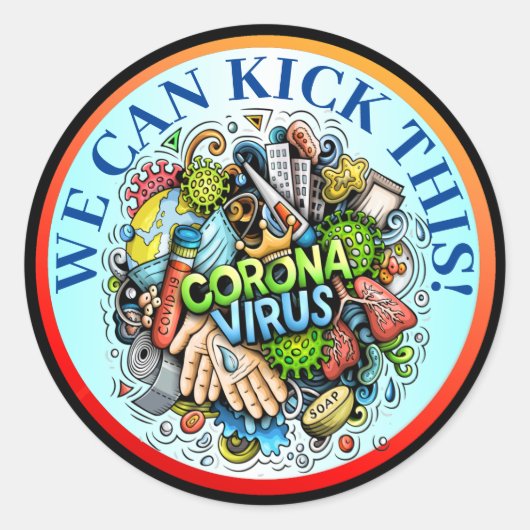 Coronavirus Kick It Runder Aufkleber (Vorderseite)