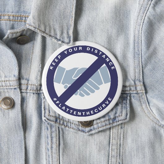 Coronavirus No Handshake #FLATTENTHECURVE Blue Button (Beispiel)