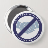Coronavirus No Handshake #FLATTENTHECURVE Blue Button (Vorne & Hinten)