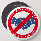 Coronavirus No Handshake #FLATTENTHECURVE Red Button (Vorne & Hinten)