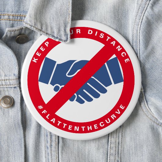 Coronavirus No Handshake #FLATTENTHECURVE Red Button (Beispiel)