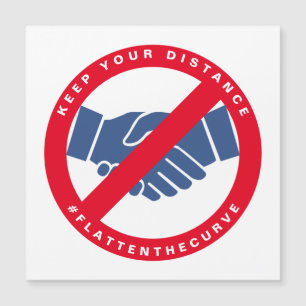 Coronavirus No Handshake #FLATTENTHECURVE Red Magnetkarte