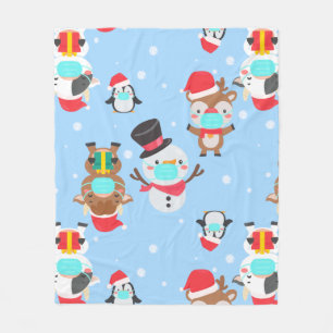 Coronavirus Schneemann Renntier Fleecedecke