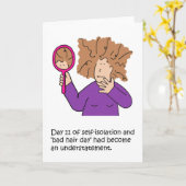 Coronavirus Selbstisolation Bad Hair Day Cartoon Karte (Gelbe Blume)