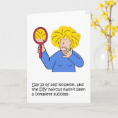 Coronavirus Selbstisolation Haarschnitt-Cartoon Karte (Gelbe Blume)