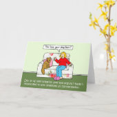 Coronavirus Selbstisolation spricht mit Hund für H Karte (Gelbe Blume)