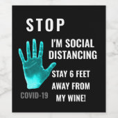 Coronavirus Soziale Distanzierung Funny Zitat Weinetikett (Einzelnes Label)