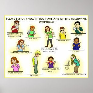 Coronavirus visuelle Symptome Poster
