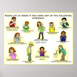Coronavirus visuelle Symptome Poster