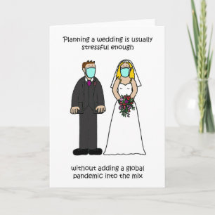 Coronavirus Wedding Stress Cartoon Bridal Couple Karte