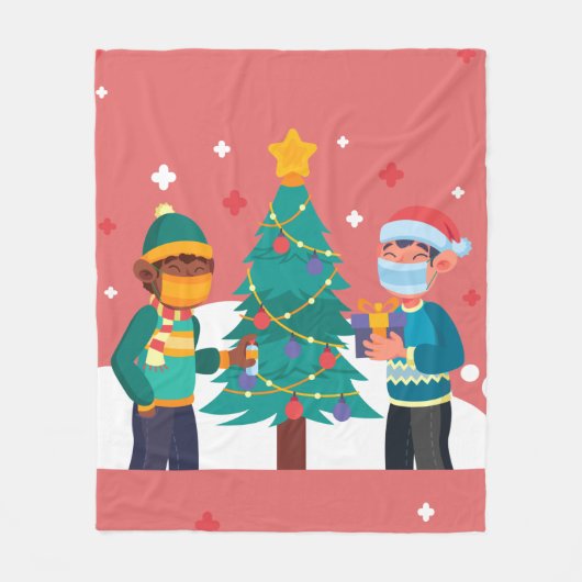 Coronavirus-Weihnachtsbaum Fleecedecke (Vorderseite)