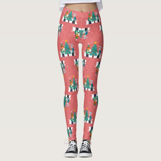 Coronavirus-Weihnachtsbaum Leggings (Vorderseite)