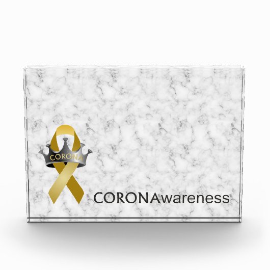 CORONAwareness Marbled Gray Customizable Lucite Fotoblock (Vorderseite)