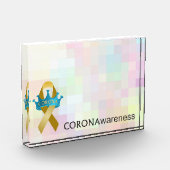CORONAwareness Rainbow Pixel Anpassbare Lucite Fotoblock (Links)