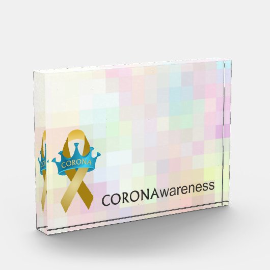 CORONAwareness Rainbow Pixel Anpassbare Lucite Fotoblock (Links)