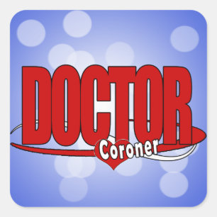 CORONER LOGO BIG RED DOCTOR QUADRATISCHER AUFKLEBER