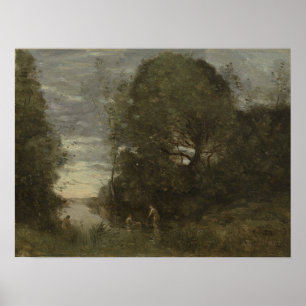 Corot: Bathers in einem bewaldeten Bach Poster