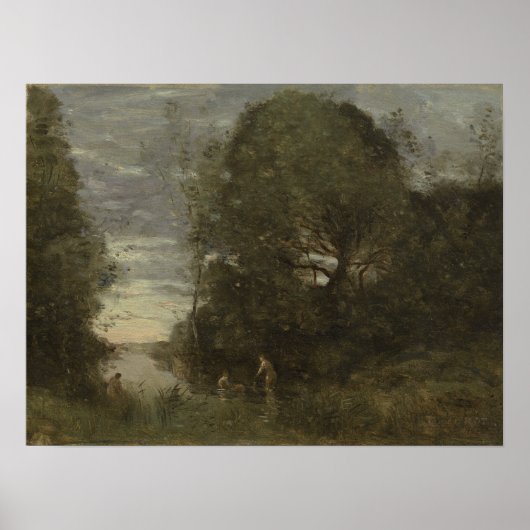 Corot: Bathers in einem bewaldeten Bach Poster (Vorne)