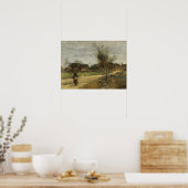 Corot - Bauernfrau auf einer Straße mit Aussicht Poster (Küche)