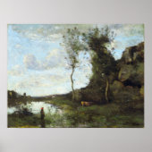 Corot - Bauernfrau und Kuh bei der Mare Poster (Vorne)