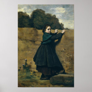 Corot - Das neugierige kleine Mädchen Poster