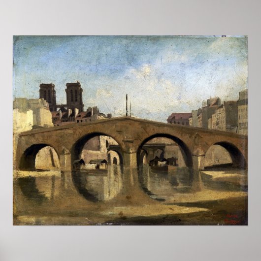 Corot - Der alte Pont Saint-Michel 1823 Poster (Vorne)