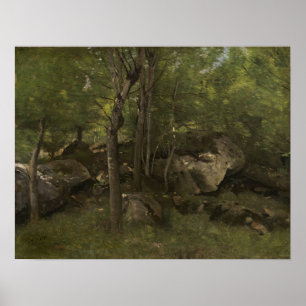 Corot - Felsen im Wald von Fontainebleau 1860 Poster